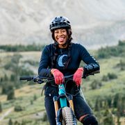 brooke goudy riding a mountain bike in colorado as part of the space for all project