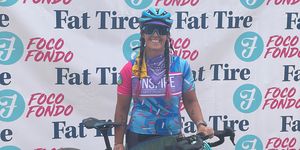 vega brhely with her bike after the fat tire foco fondo